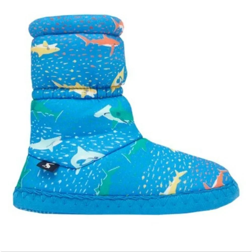 Joules Blue Rainbow Shark Padabout toddler Slipper Boot socks size 11 12…